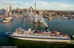 ID 8835 PACIFIC STAR (1981/35190grt/IMO 7915096, ex-COSTA TROPICALE, TROPICALE. Renamed OCEAN DREAM in 2008.) following her maiden call, sails from Auckland, New Zealand at the beginning of the first of eight...