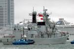 ID 9195 PLAN QINGDAO (DDG113) a type 052 Luhu-class guided missile destroyer (seen here heading toward her berth at Princes Wharf), PLAN LINYI (FFG547) a type 054A frigate and PLAN HONGZEHU (AOR881) a...