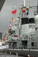 ID 9197 PLAN QINGDAO (DDG113) a type 052 Luhu-class guided missile destroyer, PLAN LINYI (FFG547) a type 054A frigate and PLAN HONGZEHU (AOR881) a Fuqing-class tanker, three ships of the China's Peoples...