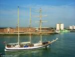 ID 7965 POGORIA - a barquentine built & launched in Gdynia, Poland in 1980, arriving in Portsmouth, England for the Festival of the Sea event.