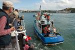 ID 8629 GLADIATOR - after ramming WILLIAM C. DALDY amidships, the skipper of GLADIATOR, having regained control of his vessel, moves away as passengers inspect the resulting damage after the end of the 2013...