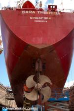 ID 8658 SARA THERESA (2003/2490grt/IMO 9265770, ex-PACIFIC VENTURER) in drydock at the Babcock NZ shipyard, Devonport, Auckland. She was last drydocked here in 2008.