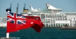 ID 8709 WILLIAM C. DALDY (1935/348grt/IMO 5390345) - her New Zealand Red Ensign flutters lively in the stiffening breeze as cruiseships VOYAGER OF THE SEAS and COSTA DELIZIOSA prepare for departure during the...
