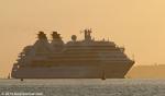 ID 9411 SEABOURN SOJOURN (2010/32346gt/IMO 9417098) rounds North Head in early morning sunshine as she enters Auckland's Waitemata Harbour to begin her second visit to the City of Sails.