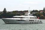 ID 10222 SERENITY J arrives in Auckland from Papua New Guinea. The 55m, 670grt steel and aluminum vessel was built by Amels Holland B.V. and completed in 2014. Her exterior styling is by Tim Heywood Design...