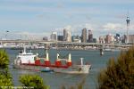 ID 10028 SWAKOP (2013/24341grt/34274dwt/IMO 9607447) makes for the Chelsea Sugar Refinery berth after transiting the Auckland Harbour Bridge, inbound from Acajutla, El Salvador. On her maiden all at the City...