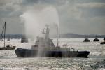 ID 8640 TAMAKI (1972/221grt/IMO 7226550) - one of Ports of Auckland's older tugs displays her fire-fighting water monitors following the Anniversary Day Regatta tug race.