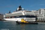 ID 7521 PACIFIC WAY (1960/111grt/IMO 5242952, ex-MOUNT MAUNGANUI, SOUTHERN ALPHA) passes by the berthed cruise ship CELEBRITY CENTURY (1995/72458grt/IMO 9072446, ex-CENTURY. Renamed SKYSEA GOLDEN ERA in May...