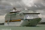 ID 8382 VOYAGER OF THE SEAS (1999/137276grt/IMO 9161716) off Okahu Bay, arriving Auckland, New Zealand. She berthed in Auckland today becoming the largest vessel to come alongside Princes Wharf since 11...