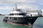 ID 7695 VvS1 (renamed AKIKO) a luxury 34-metre expedition yacht built by Alloy Yachts of Auckland, NZ was launched on 16 April 2007. She is seen here entering Auckland's Viaduct Basin.