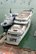 ID 7922 WETA (U-77) alongside at the superyacht facility in St. Mary's Bay (Wynyard Quarter) in Auckland, New Zealand. Being completed for a prominent NZ businessman, she was towed across the Pacific from her...