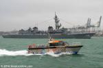 ID 10730 WAKATERE one of Ports of Auckland's pilot boats passes the Japanese destroyer JDS TAKANAMI (D110) during the Royal New Zealand Navy's 75th anniversary celebrations. WAKATERE is the first foil assisted...