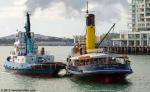 ID 10173 Ports of Auckland's tug DALDY (1977/226grt/IMO 7519127) assists the preserved vintage steam tug WILLIAM C. DALDY (1935/348grt/IMO 5390345) back to her berth after a program of routine maintenance in...
