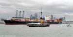 ID 10376 WILLIAM C DALDY (1935/348grt/IMO 5390345) the Auckland-based preserved steam tug, inbound to her Hobson Wharf berth after an afternoon sailing under private charter passes the MSC VIENNA...