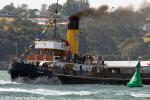 ID 9960 WILLIAM C. DALDY (1935/348grt/IMO 5390345) - Auckland's preserved steam tug, rounds the second mark in the 2015 Auckland Anniversary Day regatta tug race. The race was held for the first time over a...