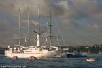 ID 10923 WIND SPIRIT (1988/5736grt/imo 8603509) - the Windstar Cruises sailing cruise ship arrived in Auckland from Papeete this morning and headed for two weeks dry-docking at the Babcock Fitzroy shipyard in...