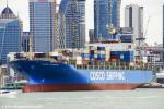ID 13381 COSCO HAMBURG (2001/65531gt/69193dwt/TEU 5618/IMO 9221085) sails from Auckland.