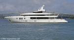ID 13317 DYTAN (ex-FLYING FOX) owned by Italian billionairess Dona Bertarelli arriving into Auckland's Silo Marina. 
DYTAN was delivered by her builder, Nobiskrug (Germany) in 2012. She is 73.55m loa, carries...