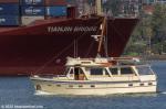 ID 12418 FORBES (1981) - a 17m Cheoy Lee trawler/long range cruiser/motor yacht offering 6 single and 2 double berths in 4 cabins. She has a maximum speed of 10kts and cruises at 8.5kts. Seen here outbound...