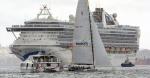 ID 12922 GRAND PRINCESS (1998/107517gt/8418dwt/IMO 9104005) sails for Melbourne, Australia under the usual overcast Auckland skies and local ferries and charter yachts make for frustration for local...