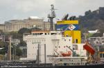 ID 13951 Funnel colours of COBELFRET BULK CARRIERS - LOWLANDS MUZE (2025/26272gt/42431dwt/IMO 9970210) - a well-laden 180m newbuild bulk carrier sails from Auckland following her maiden call, bound for...
