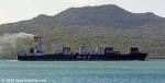 ID 12008 Mediterranean Shipping's MSC ADITI (2002/27779grt/39418dwt/2824TEU/IMO 9235581, ex-TASANEE, POS LONG BEACH, ENGIADINA, NORASIA ENGIADINA) arriving from Sydney. Her exhaust scrubber seen working...