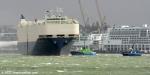 ID 13064 NEW CENTURY 2 (2001/52863gt/16837dwt/IMO 9229403) sails from Auckland bound for Wellington in near 30 knot winds. Auckland pilot John Barker did a great job keeping the car carrier safely, with the...