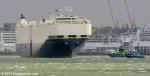 ID 13066 NEW CENTURY 2 (2001/52863gt/16837dwt/IMO 9229403) sails from Auckland bound for Wellington in near 30 knot winds. Auckland pilot John Barker did a great job keeping the car carrier safely, with the...