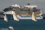 ID 11993 OVATION OF THE SEAS (2016/168666grt/IMO 9697753) at anchor in Auckland's Waitemata Harbour. She sailed later in the day en-route to a tragedy no-one saw coming, the eruption of Whakaari/White Island...