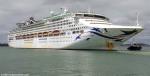 ID 13735 PACIFIC EXPLORER (1997 / 77441grt / IMO 9103996, ex-DAWN PRINCESS. Renamed STAR VOYAGER in 2025) - P&O Australia's cruiseship says a final farewell to Auckland as she departs for Melbourne.
Sold to...