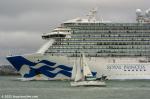 ID 13916 Princess Cruiseâ€™s ROYAL PRINCESS (2012/IMO 9584712/142714gt/12512dwt) finally got away from Auckland after an extended stay of three days in port while waiting for Cyclone Tam to pass...
