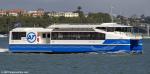 ID 14109 Auckland Transport's 200-seat, yet to be commissioned all-electric ferry TE KOMITI, currently undergoing sea trials and crew training, passes Devonport Wharf this afternoon on her way back to her...