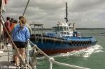 ID 14180 WAIPAPA (2000/338grt/IMO 9212072) displays her manoeuvrability to passengers aboard the steam tug WILLIAM C. DALDY.  